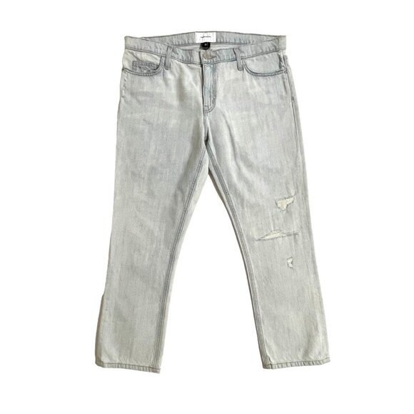 Current Elliott Jeans The Cropped Straight Leg Destroy Ankle Denim 30 New